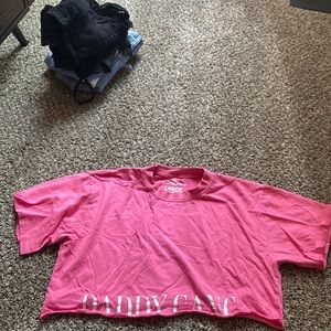 Pink DADDY GANG cropped tee
